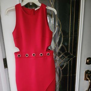Red Dress with Silver Metal Accents